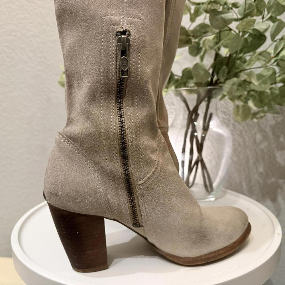 Ugg Ava Knee High Heel Boots Light Grey 7 Women Very Good Leather - Picture 7 of 9